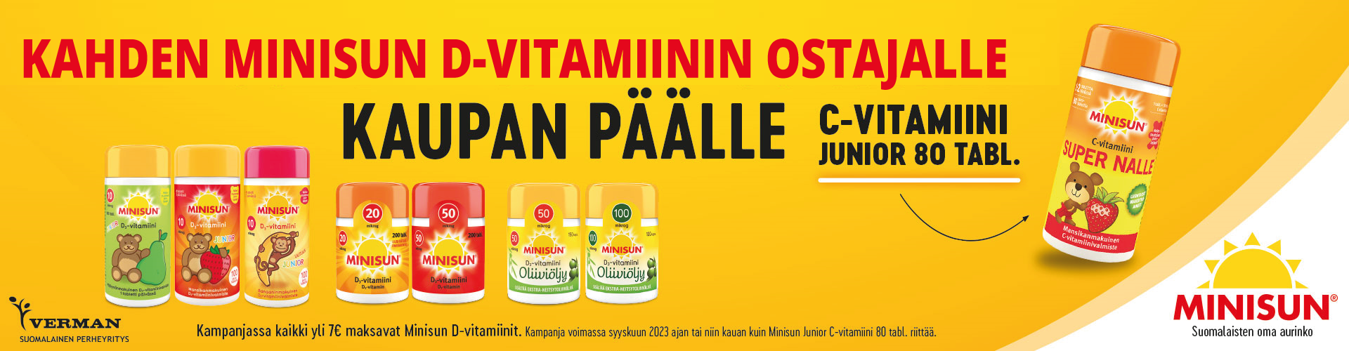 Minisun C-vitamiini Junior kaupan päälle